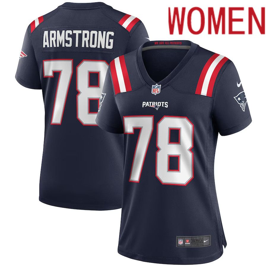 Women New England Patriots #78 Bruce Armstrong Nike Navy Game Retired Player NFL Jersey->women nfl jersey->Women Jersey